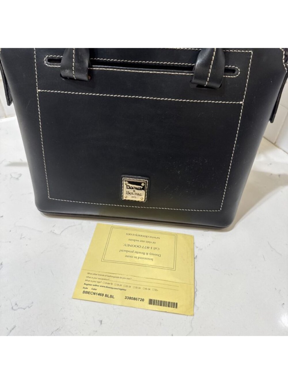 As Is Dooney and Bourke Black Leather Satchel Bag Tote - Picture 16 of 16